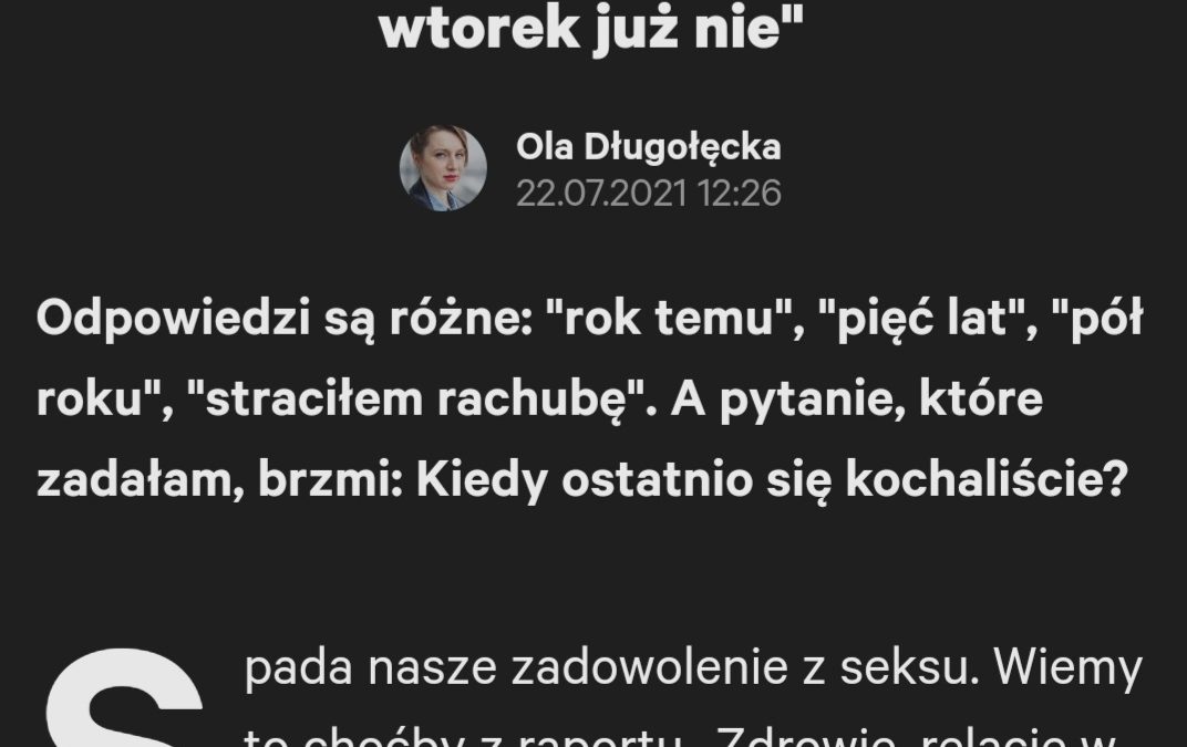 Gazeta.pl: “W naszym seksie nie było żadnej spontaniczności”