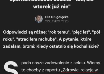 Gazeta.pl: “W naszym seksie nie było żadnej spontaniczności”